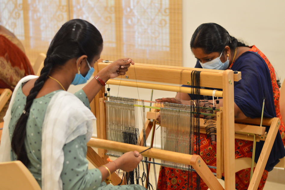 Chinmaya schools introducing weaving to children Shuttles and Needles