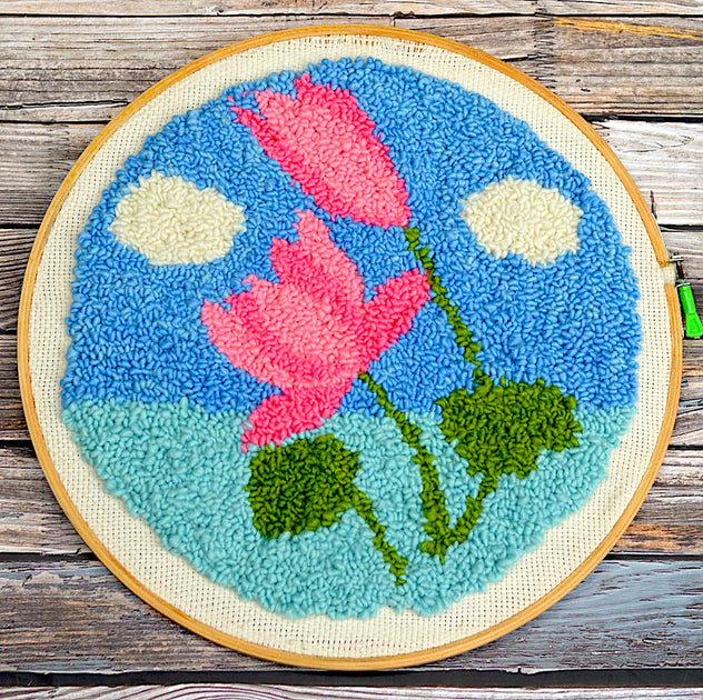 Young punch needle artist Shuttles and Needles